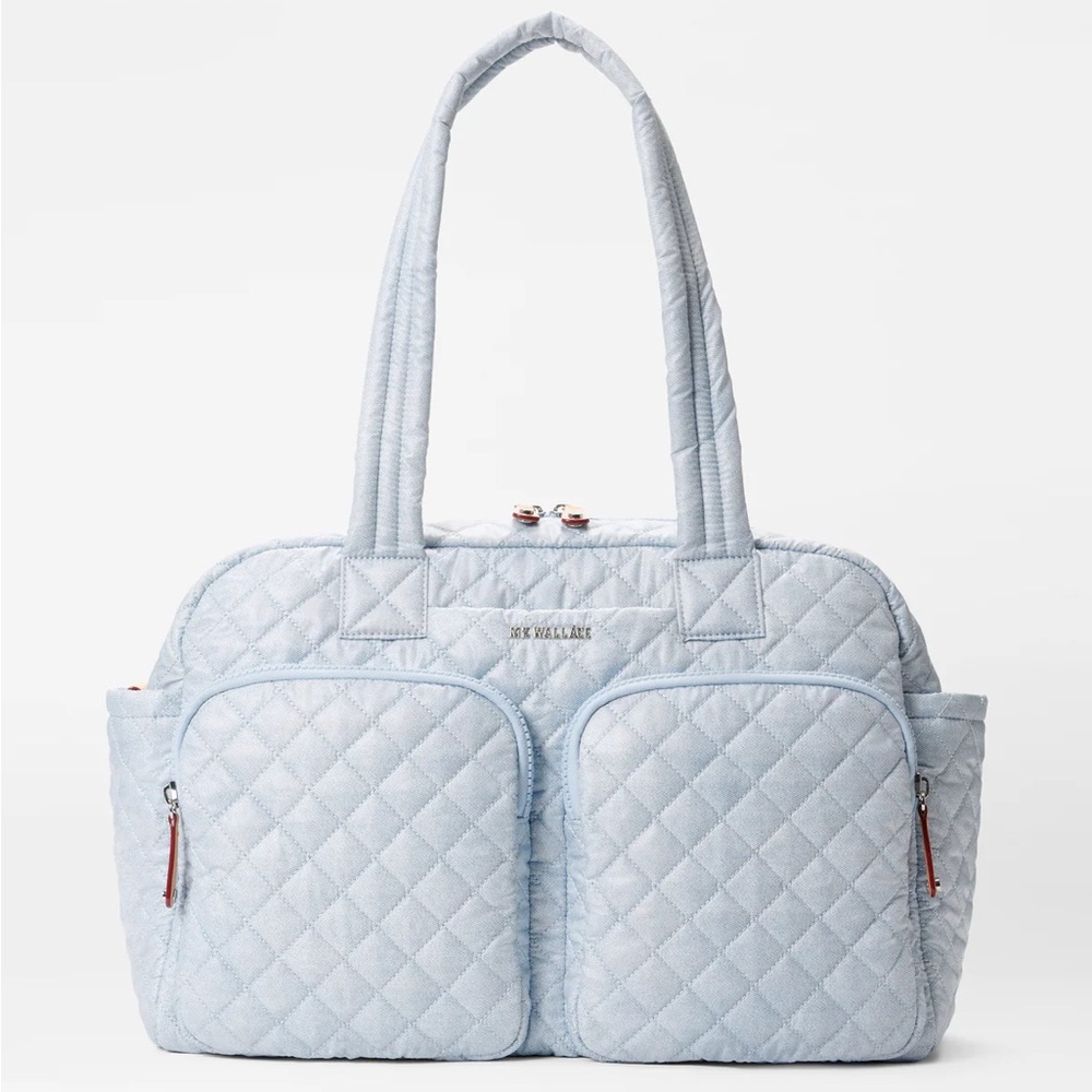 MZ Wallace Light Blue Quilted Travel Tote